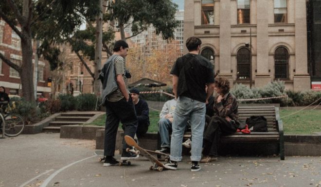 Teens on Bench